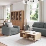Set canapea, 3 piese, perne gri &icirc;nchis, textil