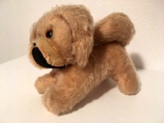 (x) Jucarie catel Pechinez (sau buldog) vechi, vintag, posibil Steiff, 11x14 cm