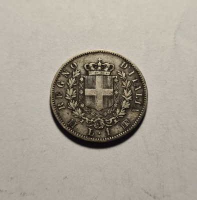 Italia 1 Lira 1863 Patina foto
