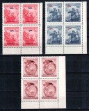 Iugoslavia Yugoslavia 1949, Mi #575-577, Posta Aeriana, supratipar avion, Eliberarea Macedoniei, bloc de 4 colt de coala, MNH, cota 180 &euro;!