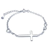 Cumpara ieftin Bratara argintie JustZen Cross marime ajustabila indragostiti aniversare zi de nastere sarbatori
