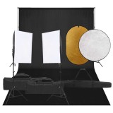 vidaXL Kit studio foto cu set de lumini, fundal și reflector 3094759
