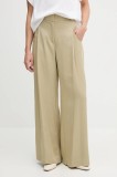 Sisley pantaloni culoarea verde, lat, high waist, 4V7PLF06N