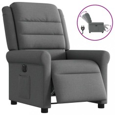 vidaXL Fotoliu rabatabil electric, gri &amp;icirc;nchis, material textil foto