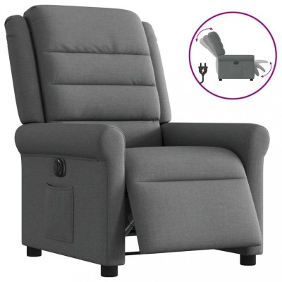 vidaXL Fotoliu rabatabil electric, gri &amp;icirc;nchis, material textil 3303295 foto