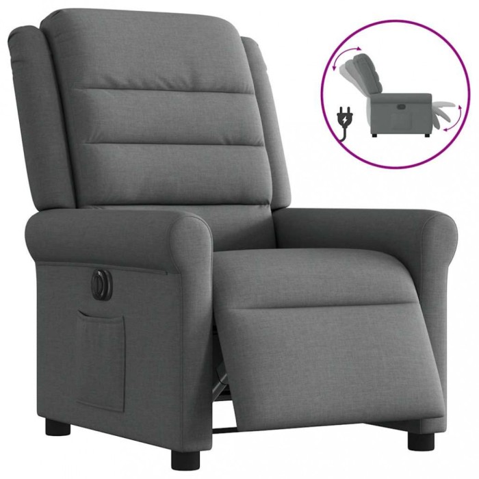 vidaXL Fotoliu rabatabil electric, gri &icirc;nchis, material textil 3303295