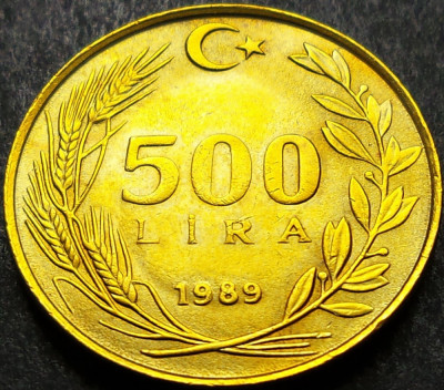 Moneda 500 LIRE - TURCIA, anul 1989 * cod 1178 A = A.UNC foto