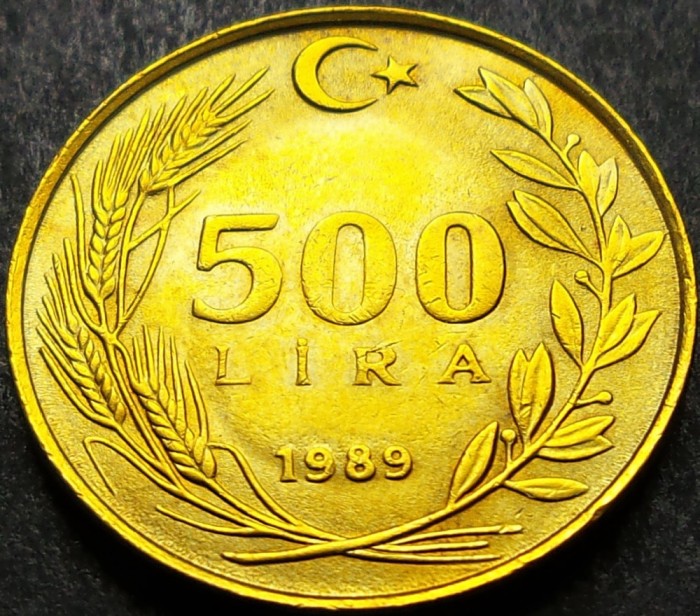 Moneda 500 LIRE - TURCIA, anul 1989 * cod 1178 A = A.UNC