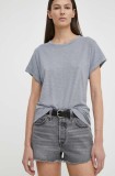 Levi&#039;s pantaloni scurti jeans femei, culoarea gri, neted, high waist