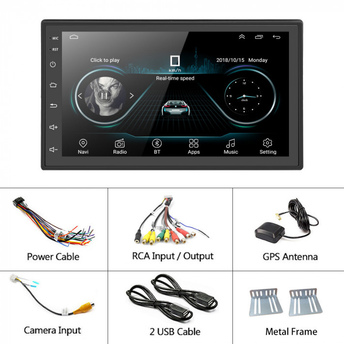 Navigatie MP5 Player 2Din Universal Android / 7 Inch / GPS/ 2 +32 Gb