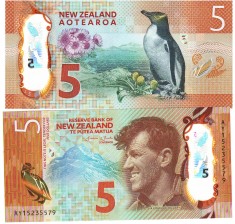 Noua Zeelanda 5 Dolari 2015 Polimer P-191a UNC foto