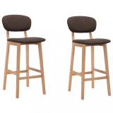 vidaXL Scaune de bar, 2 buc., maro, material textil