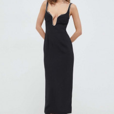 Bardot rochie culoarea negru, maxi, mulata