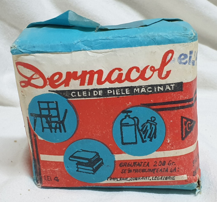Produs Romania anul 1976 DERMACOL - CLEI DE PIELE - Macinat - Fabrica Marasesti
