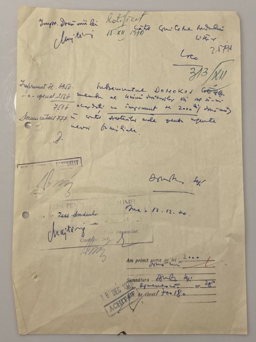 Domokos Geza - document vechi - manuscris, semnatura olografa