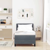 vidaXL Pat cu arcuri cu headboard Gri &icirc;nchis 200 x 80 cm Catifea 3341493