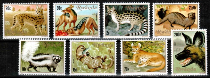 Ruanda Rwanda 1981, Mi #1119-1126**, fauna, animale salbatice, MNH, cota 13 &euro;!