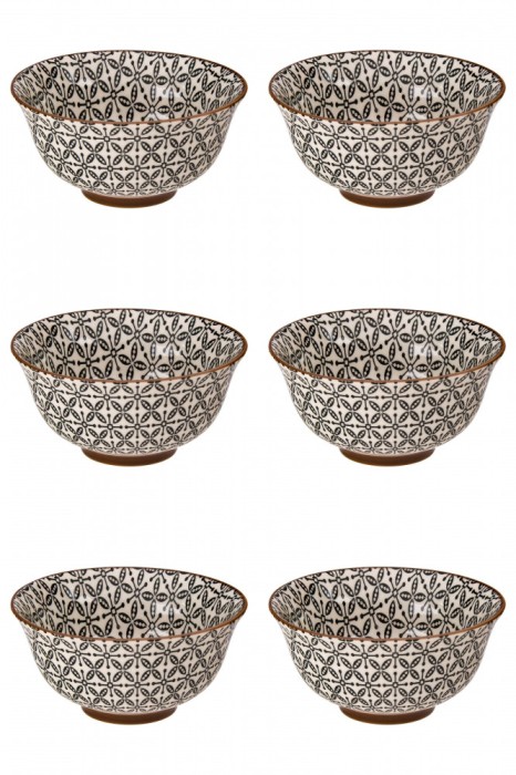 Set boluri, 6 piese, 250 ml, Ceramica, Negru