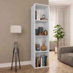 Bibliotecă/Dulap TV, alb, 36x30x143 cm, lemn prelucrat