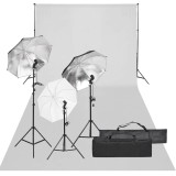 vidaXL Kit studio foto cu set de lumină și fundal 3094716