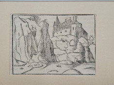 Raritate Gravura Brasov, Corona, Brasso 1544 Sebastian M&amp;uuml;nster, Cosmographia! foto