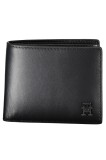 Tommy Hilfiger Portofel mare din piele naturala pentru barbati, cu logo din metal, Negru, Universala