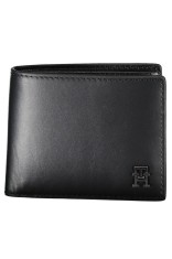 Tommy Hilfiger Portofel mare din piele naturala pentru barbati, cu logo din metal, Negru, Universala foto