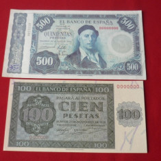 LOT BANCNOTE 500 PESETAS 1954, 100 PESETAS 1936 REPRODUCERI AUTORIZATE !