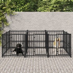 vidaXL Padoc pentru caini de exterior, 5,63 m?, o?el foto