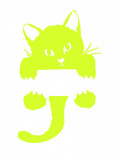 Sticker decorativ pentru intrerupator, Pisica, Galben lamaie,11.5 cm, S1018ST-13