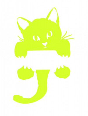 Sticker decorativ pentru intrerupator, Pisica, Galben lamaie,11.5 cm, S1018ST-13 foto