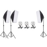 Kit 3 softbox ,mufa pivotanta cu 4x socluri e27, Fara becuri