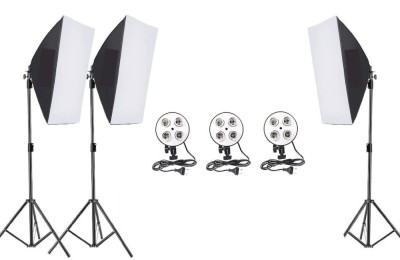 Kit 3 softbox ,mufa pivotanta cu 4x socluri e27, Fara becuri foto