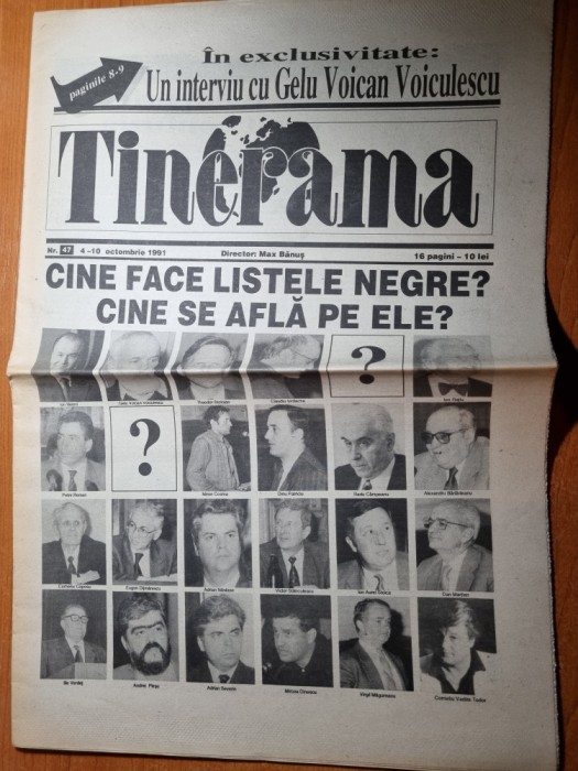 ziarul tinerama 4-10 octombrie 1991-interviu voican voiculescu,a 2-a mineriada