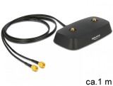 Baza pentru antena SMA plug &gt; SMA Jack LTE MIMO 1m Negru Low Loss, Delock 88739