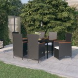 VidaXL Set mobilier pentru grădină cu perne, 7 piese, negru
