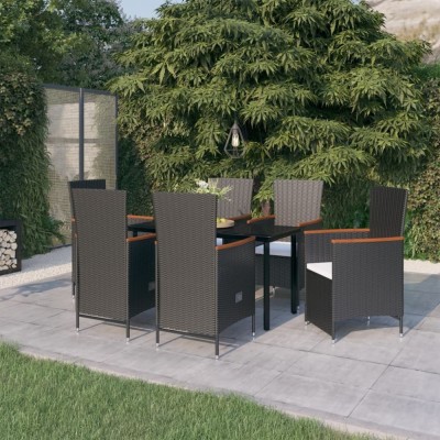 vidaXL Set mobilier pentru grădină cu perne, 7 piese, negru foto