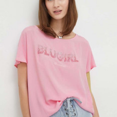 Blugirl Blumarine bluză din amestec de mătase culoarea roz, cu imprimeu RA4205.T3332