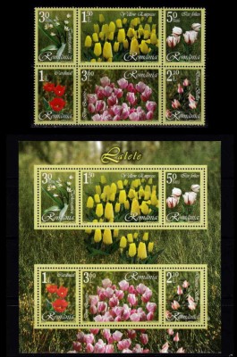 ✅ RO 2006 LP 1716+b &amp;quot; Lalele &amp;quot; , serie + colita 373 , MNH foto