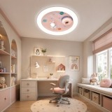 Lustra LED CONSTELATION cu telecomanda 63W, Diametru 50cm, lumina Rece/Calda/Neutra, Roz