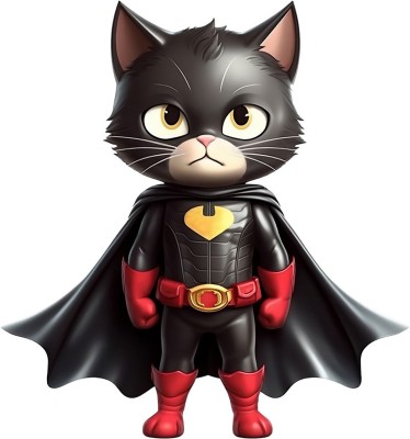 Sticker decorativ, Pisica Supererou, Negru, 64 cm, 1318STK foto