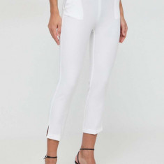 Elisabetta Franchi pantaloni femei, culoarea alb, fason tigareta, high waist