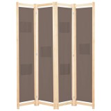 Cumpara ieftin Paravan de camera cu 4 panouri, maro, 160x170x4 cm, textil