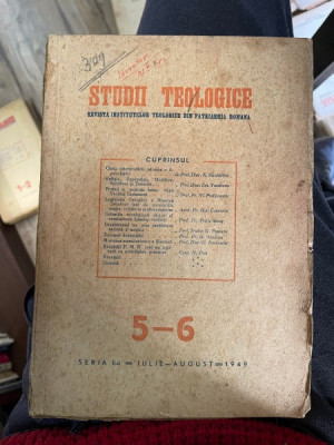 Studii Teologice. Revista institutelor teologice din Patriarhia Romana Seria a II-a 5-6 1949 foto