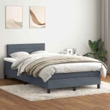 vidaXL Pat box spring cu saltea, gri &icirc;nchis, 120x220 cm, catifea 3316348