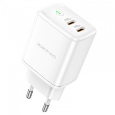 Incarcator Retea Borofone BN9, 35W, 3A, 2 x USB-C, Alb