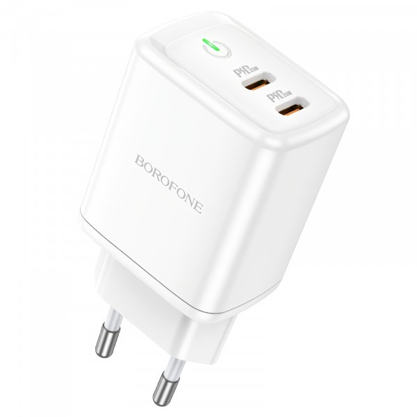 Incarcator Retea Borofone BN9, 35W, 3A, 2 x USB-C, Alb