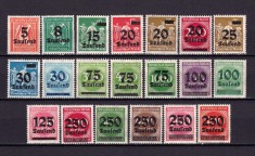 ✅ (S43) Germania Reich 1923 &quot; Supratipar inflatie pe uzuale &quot; serie 20 valori Michel 277/266 , MH , mici sarniere