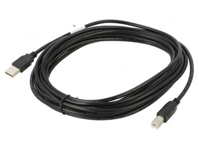 Cablu USB 2.0 A la B, 5m, negru, aurit foto