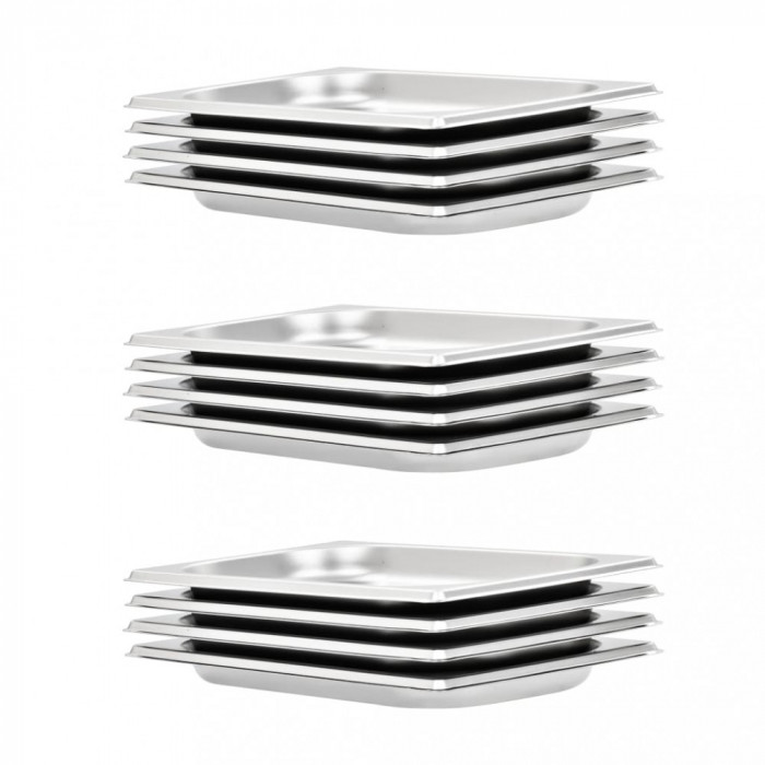 vidaXL Recipiente Gastronorm 12 buc. GN 1/4 20 mm oțel inoxidabil 50899